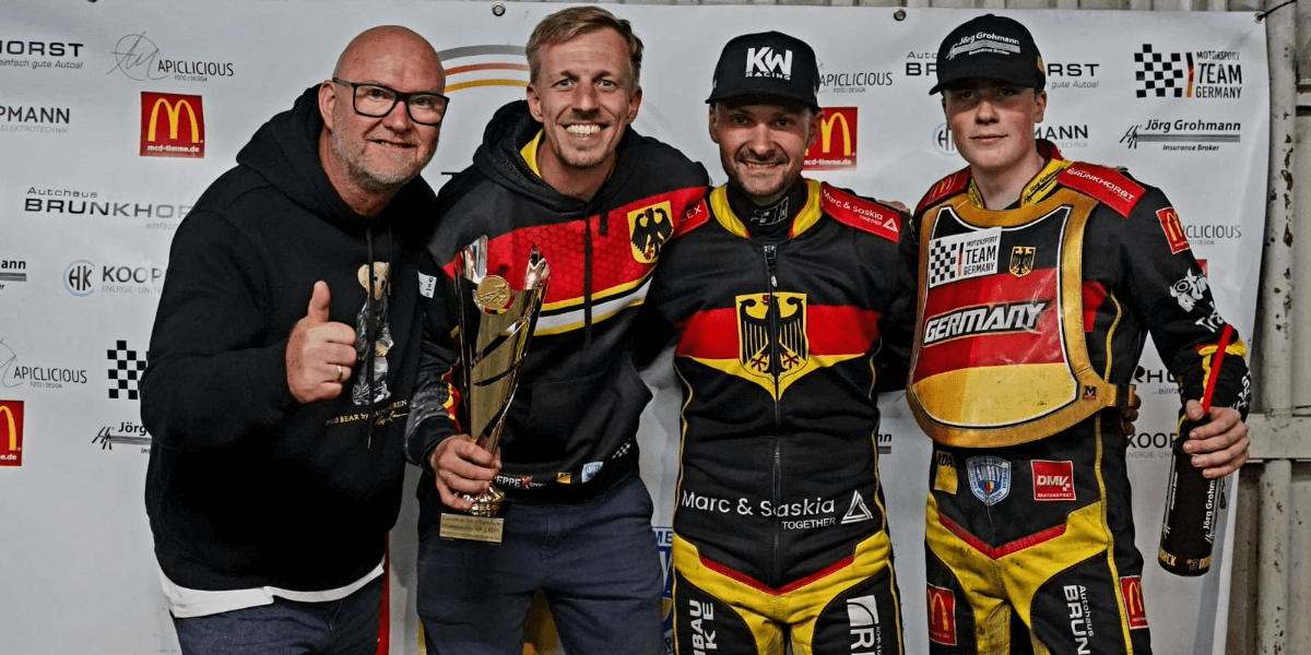 Speedway Stralsund Paar EM: v. li. Grohmann, Bartz, Wölbert, Blödorn